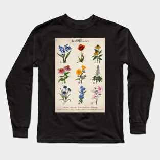 Vintage Floral Wildflower Illustrations Long Sleeve T-Shirt